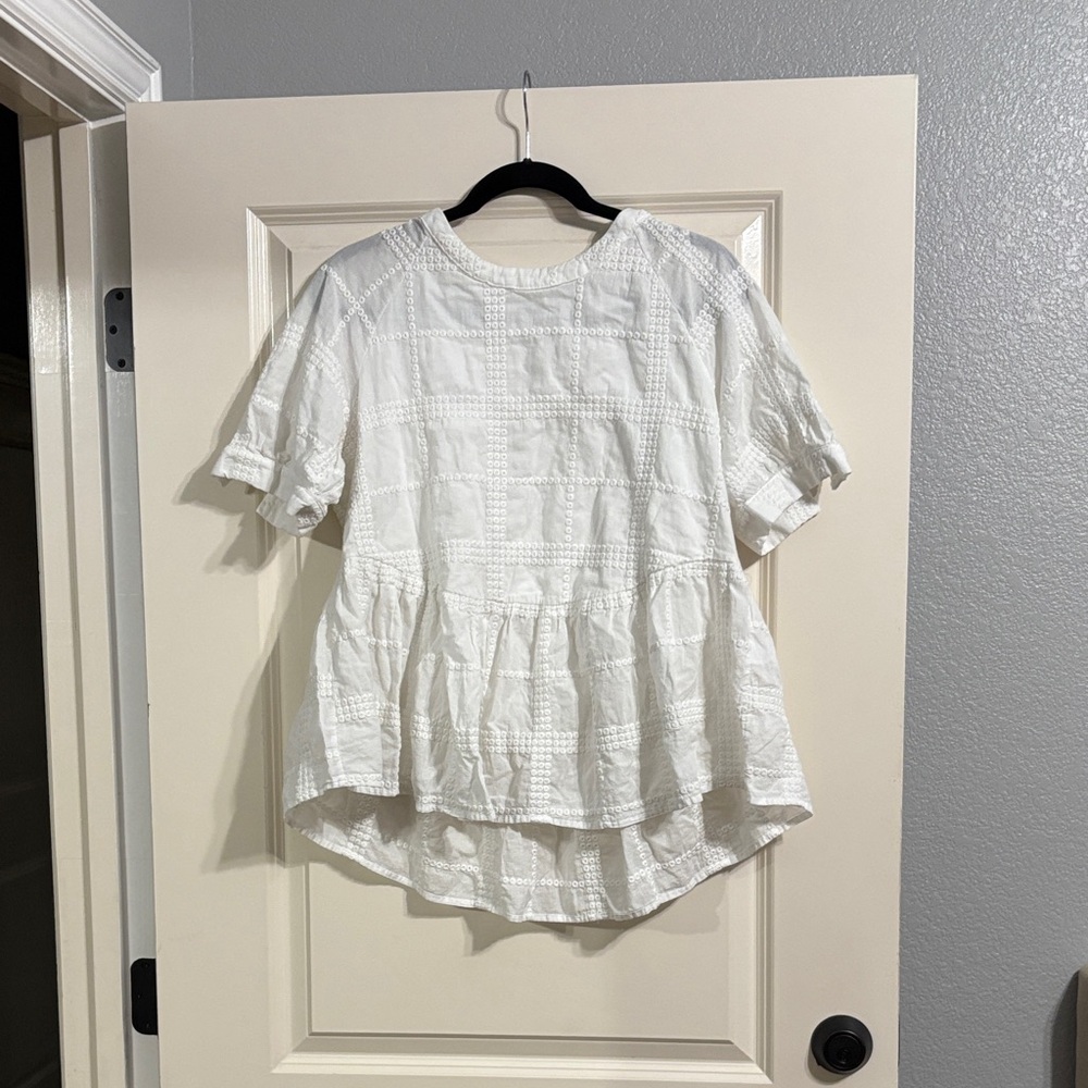 Orange Creek White Textured Blouse
